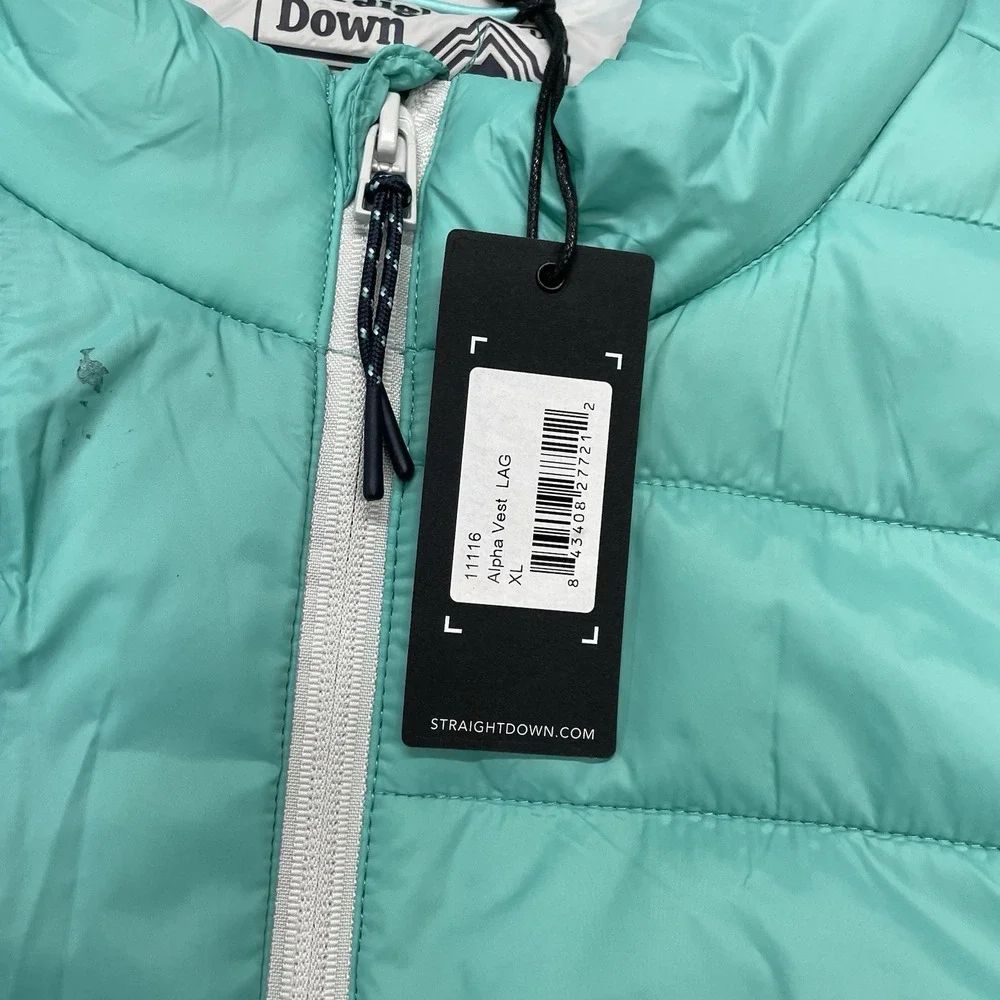 NWI Straight Down Alpha Vest Blue Teal Men Sz XL MARK STAIN Golf Puffer